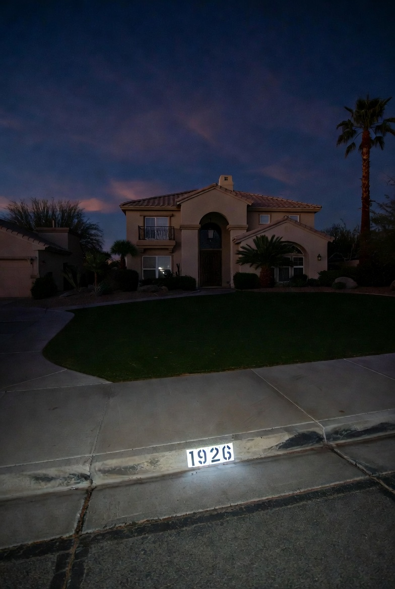 Visible curb address at night for emergency response