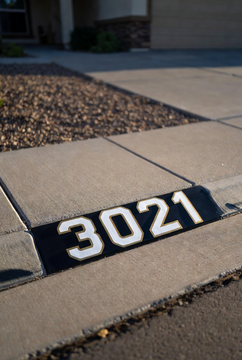 Premium curb number close-up
